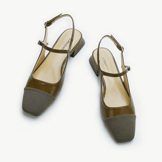 Square-Toe Slingback Flats (Felicia)