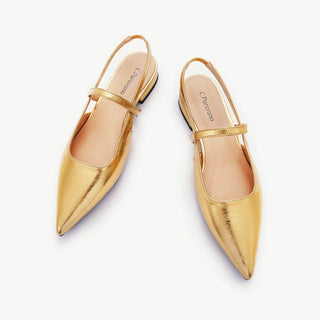 Pointed Toe Slingback Flats (Freya）