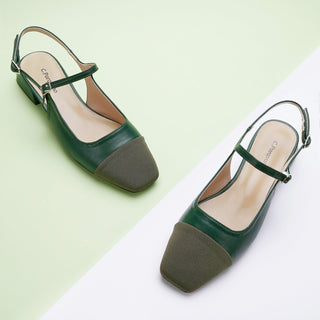 Square-Toe Slingback Flats (Felicia)