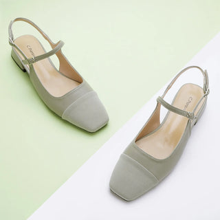 Square-Toe Slingback Flats (Felicia)