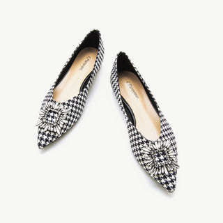 Crystal Buckle Tweed Flats (Aida)