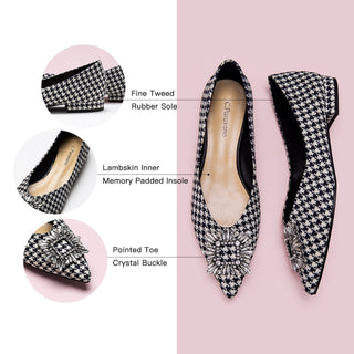 Crystal Buckle Tweed Flats (Aida)