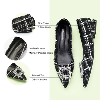 Crystal Buckle Tweed Flats (Aida)