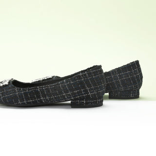 Crystal Buckle Tweed Flats (Aida)