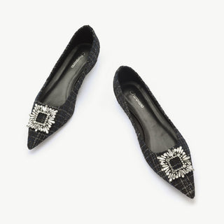 Crystal Buckle Tweed Flats (Aida)