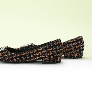 Crystal Buckle Tweed Flats (Aida)