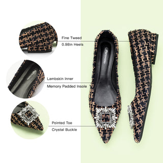 Crystal Buckle Tweed Flats (Aida)