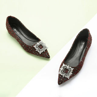 Crystal Buckle Tweed Flats (Aida)