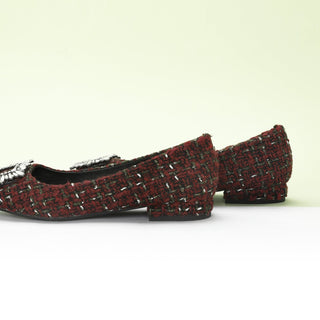 Crystal Buckle Tweed Flats (Aida)