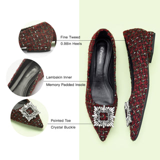 Crystal Buckle Tweed Flats (Aida)