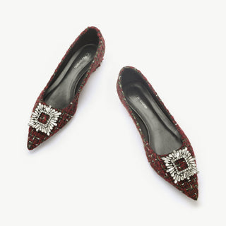 Crystal Buckle Tweed Flats (Aida)