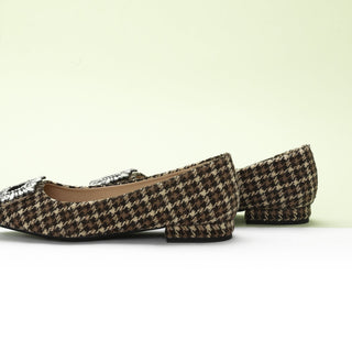 Crystal Buckle Tweed Flats (Aida)