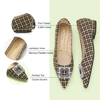 Crystal Buckle Tweed Flats (Aida)