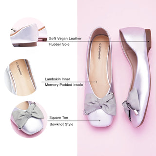 Metal Bow Ballerina Flats (Eva)