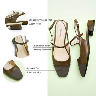 Square-Toe Slingback Flats (Felicia)