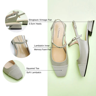 Square-Toe Slingback Flats (Felicia)