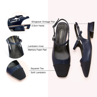 Square-Toe Slingback Flats (Felicia)