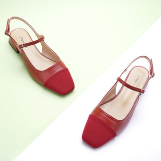 Square-Toe Slingback Flats (Felicia)