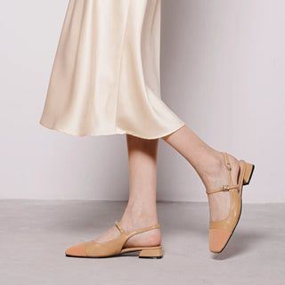 Square-Toe Slingback Flats (Felicia)