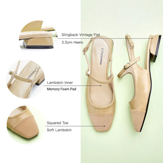 Square-Toe Slingback Flats (Felicia)