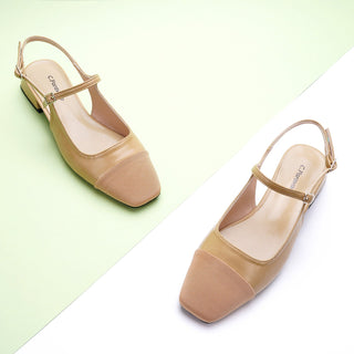 Square-Toe Slingback Flats (Felicia)