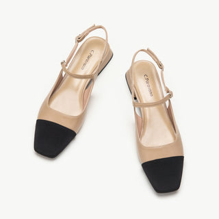 Slingback-flats met vierkante neus (Felicia)