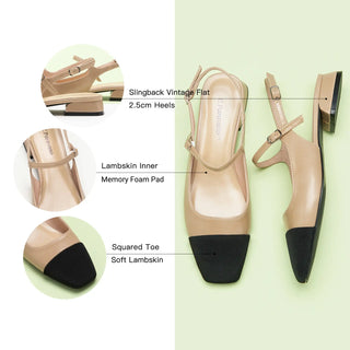 Square-Toe Slingback Flats (Felicia)