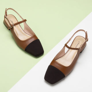 Square-Toe Slingback Flats (Felicia)