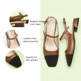 Square-Toe Slingback Flats (Felicia)