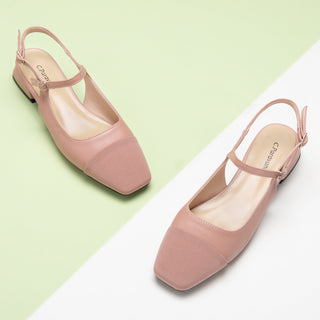 Square-Toe Slingback Flats (Felicia)