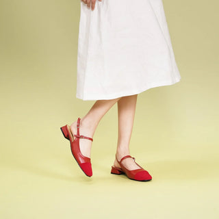 Square-Toe Slingback Flats (Felicia)