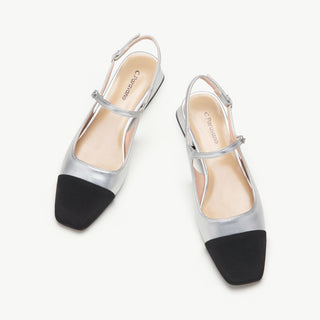 Square-Toe Slingback Flats (Felicia)