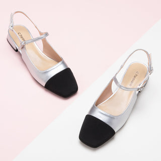 Square-Toe Slingback Flats (Felicia)