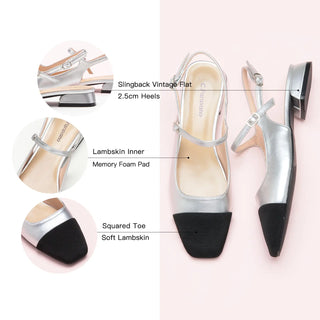 Square-Toe Slingback Flats (Felicia)