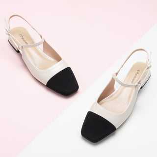 Square-Toe Slingback Flats (Felicia)