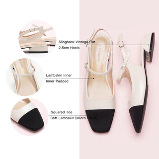 Square-Toe Slingback Flats (Felicia)