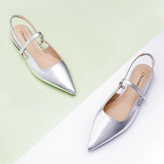 Pointed Toe Slingback Flats (Freya）