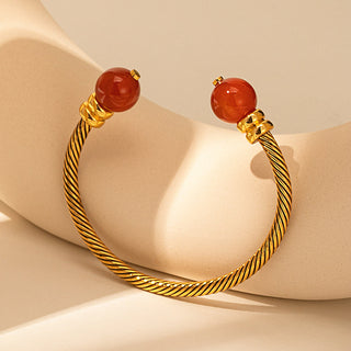 Vintage Agate Bracelet, sculpted to perfection with gold details, this bracelet showcases the opulence of red agate gemstones, making it a statement piece for any occasion