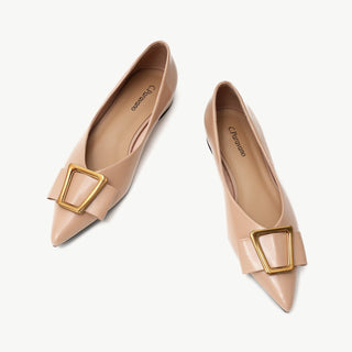 Geometric Buckle Pointed Toe Flats