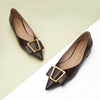 Geometric Buckle Pointed Toe Flats