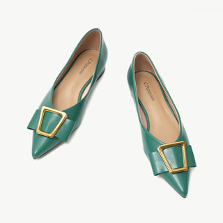 Geometric Buckle Pointed Toe Flats