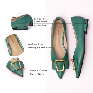 Geometric Buckle Pointed Toe Flats