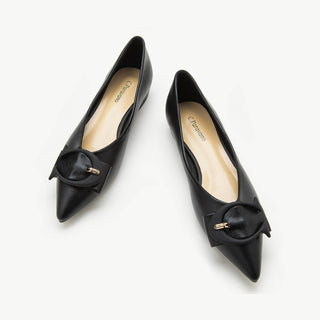 Grain Leather Point Toe Flats