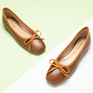 Chic Brown Women Bowknot Flats: Modern Comfort