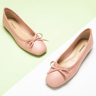 Pink Bowknot Ballet Flats: Delicate and Stylish.