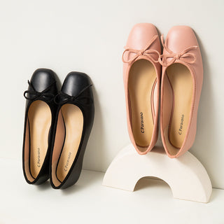 Elegant Pink Bowknot Ballet Flats for Women.