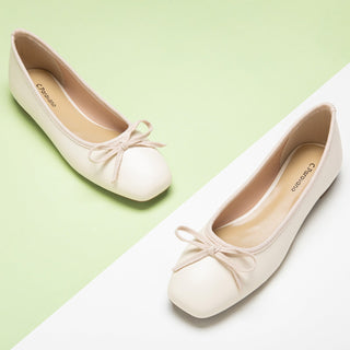 White Bowknot Ballet Flats: Classic and Fresh.