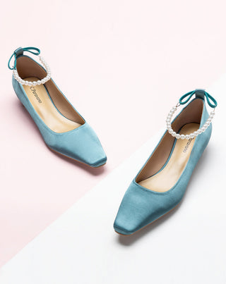 Elegant Low Heeled Footwear featuring Pearl Straps