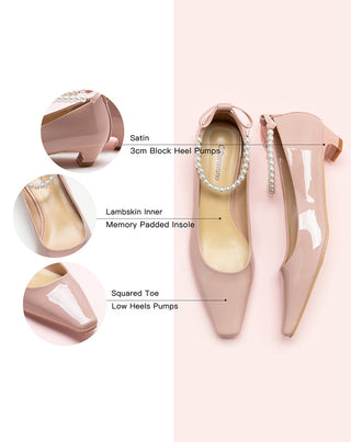 Stylish Low Heel Pink Sandals with Pearl Embellishments