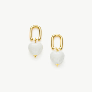  Ceramics Heart Hoop Earrings in White, an elegant and pure accessory featuring heart-shaped hoops in a pristine and timeless white hue